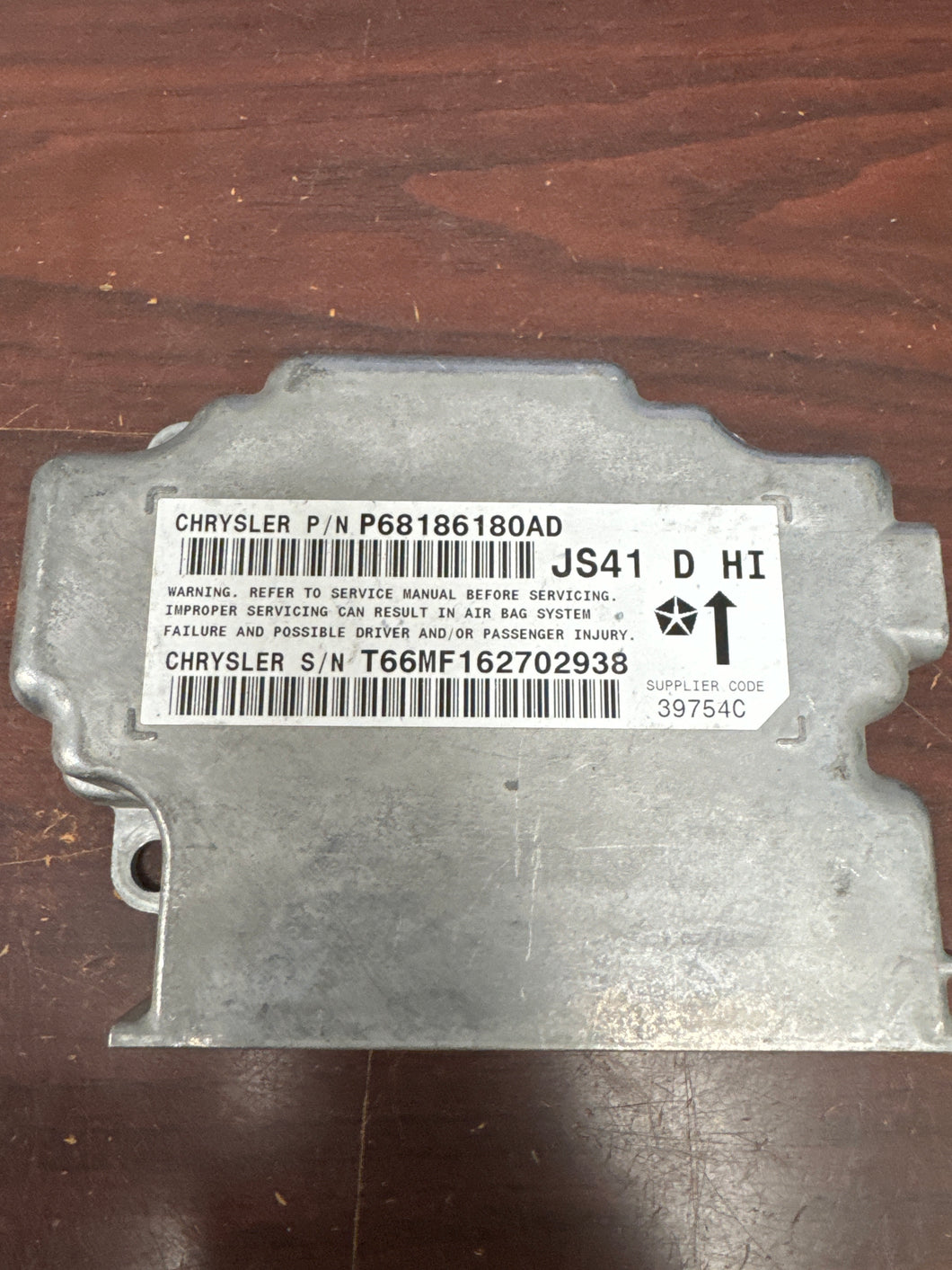 DODGE AVENGER AIRBAG CONTROL MODULE PN: P68186180AD (P)