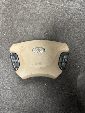 2002-2005 INFINITI Q45 DRIVER STEERING WHEEL AIRBAG (TAN) (P)