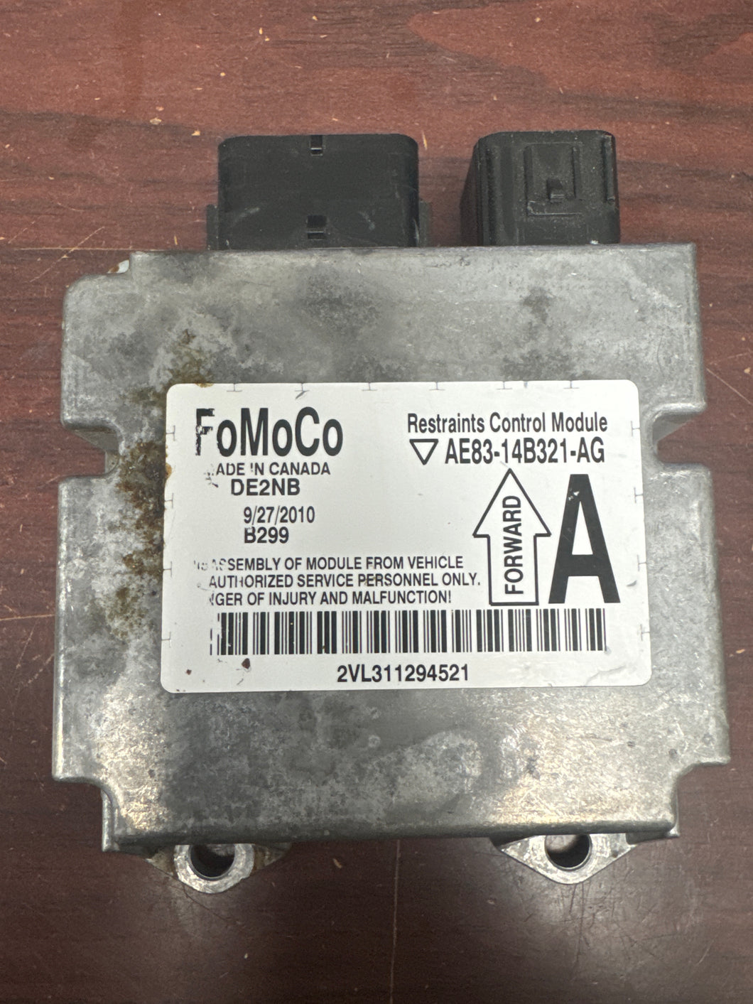 FORD FIESTA AIRBAG CONTROL MODULE UNIT PN: AE83-14B321-AG (P)