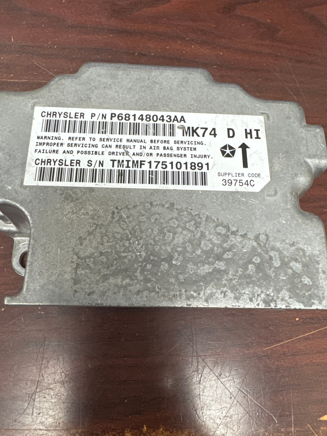 JEEP PATRIOT AIRBAG CONTROL MODULE PN: P68148043AA (P)