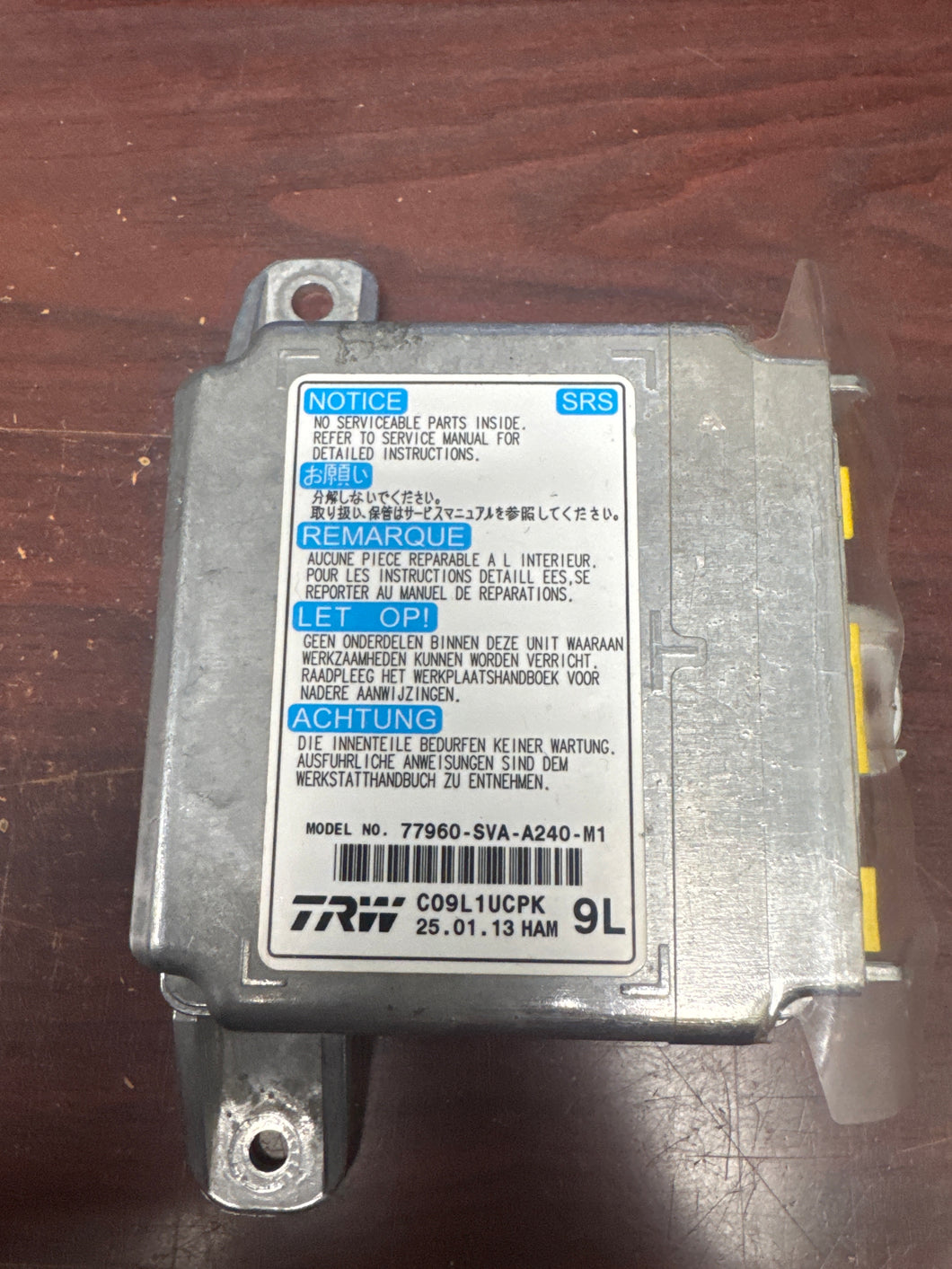 HONDA CIVIC AIRBAG CONTROL MODULE PN: 77960-SVA-A240-M1 (P)