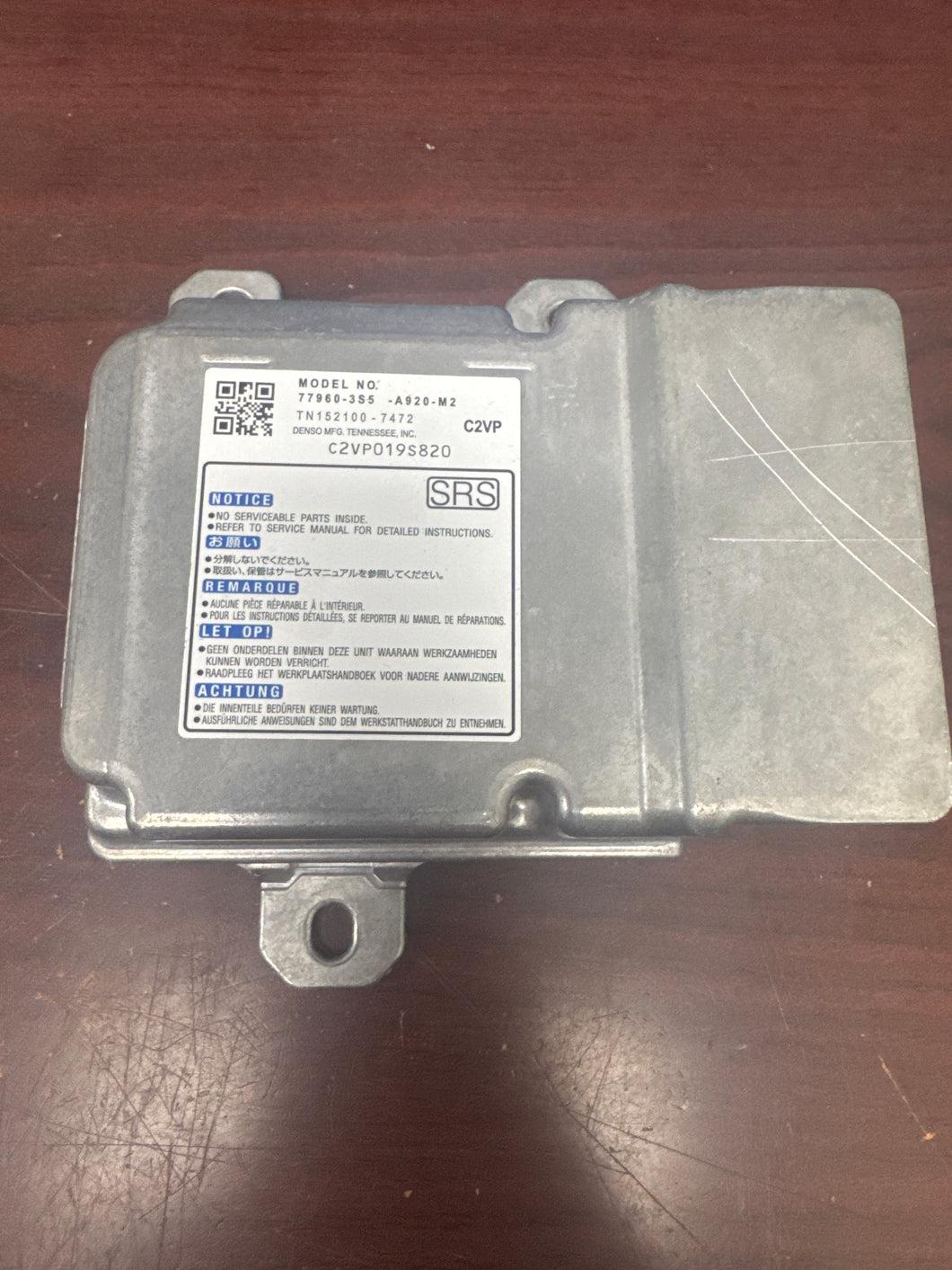 ACURA INTEGRA AIRBAG CONTROL MODULE PN: 77960-3S5-A920-M2 (P)
