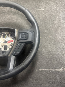2015-2020 2015-2020 FORD F150 BLACK LEATHER STEERING WHEEL W/O BUTTONS (P)