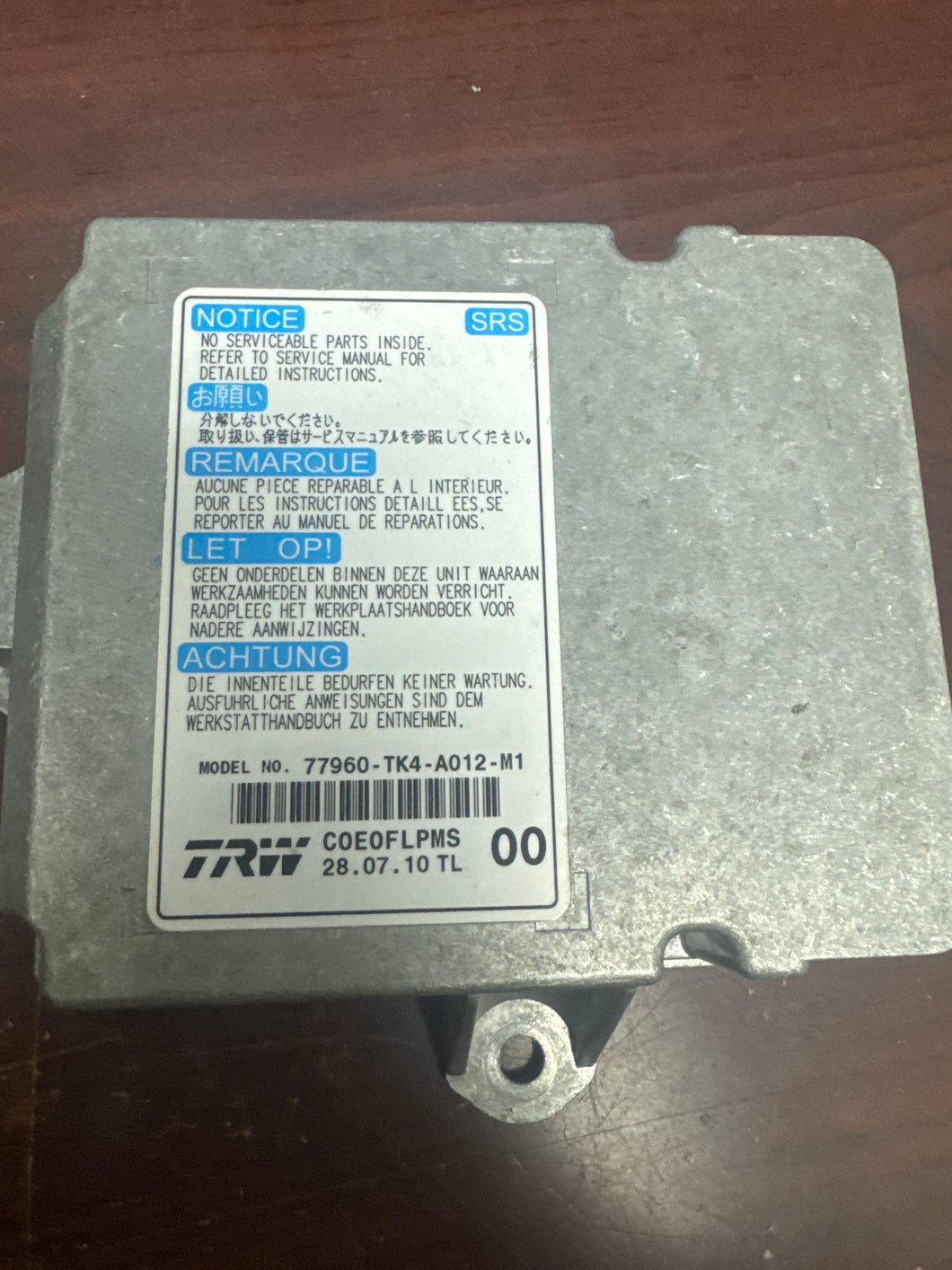 ACURA TL AIRBAG CONTROL MODULE PN: 77960-TK4-A012-M1 (P)