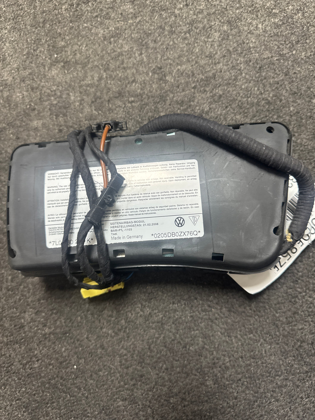 2003-2010 PORSCHE CAYENNE FRONT RIGHT PASSENGER SEAT AIRBAG (RH) (P)