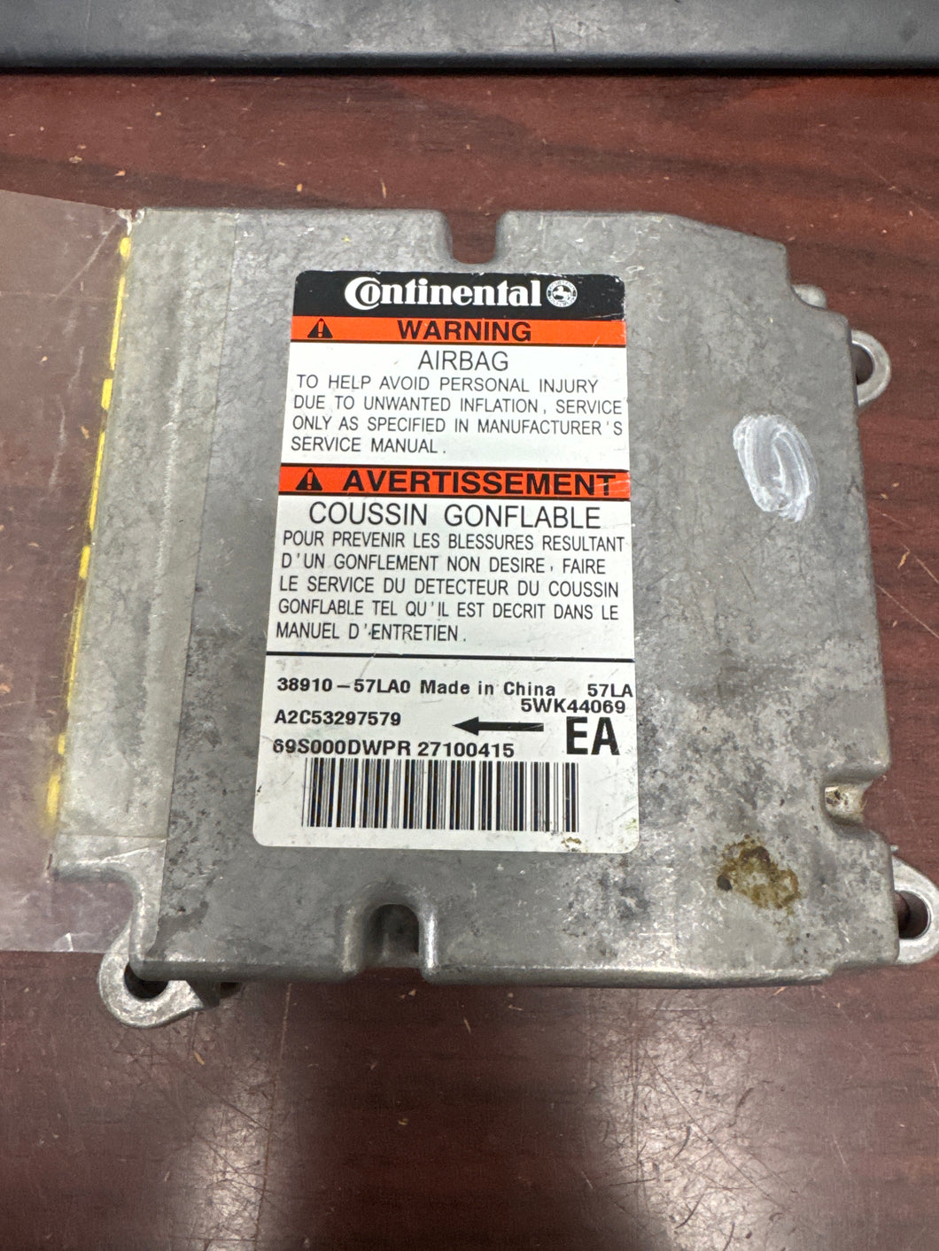 SUZUKI KIZASHI AIRBAG CONTROL MODULE PN: 38910-57LA0 (P)
