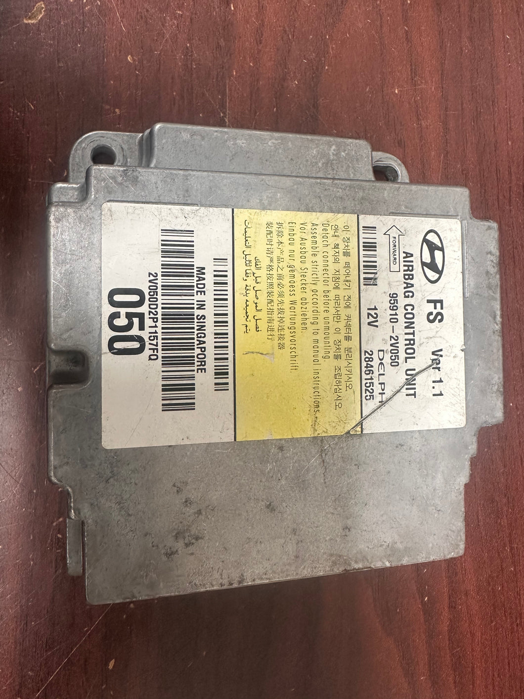 HYUNDAI VELOSTER SRS CONTROL MODULE UNIT PN: 95910-2V050 (P)