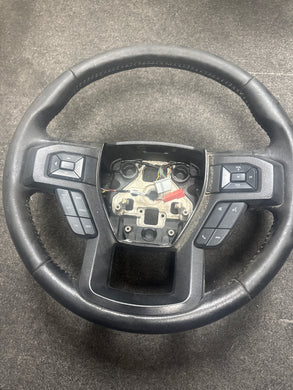 2015-2020 2015-2020 FORD F150 BLACK LEATHER STEERING WHEEL W/O BUTTONS (P)