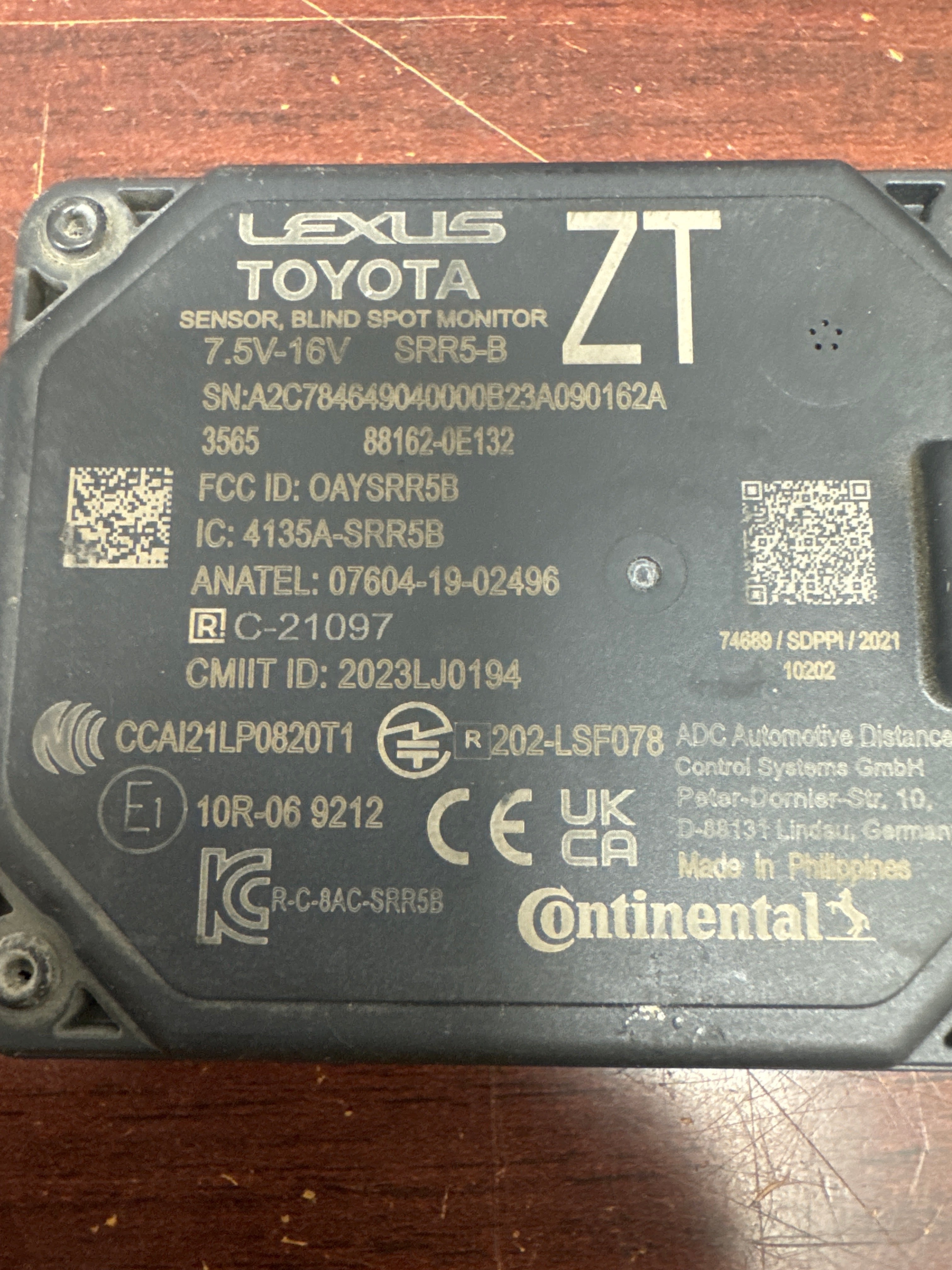 TOYOTA/LEXUS REAR BLIND SPOT MODULE SENSOR (P) PN: 88162-0E132