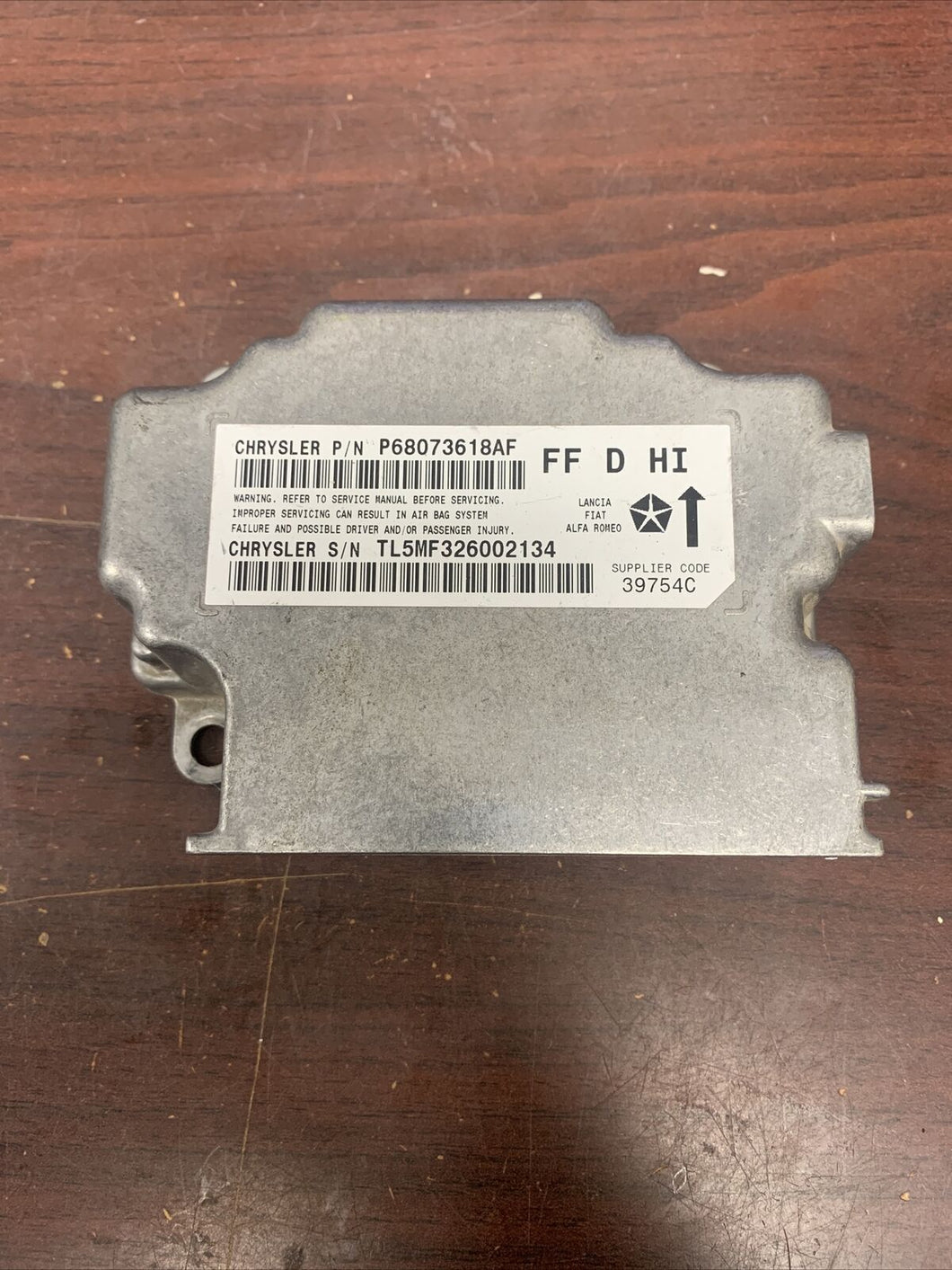 FIAT 500 AIRBAG CONTROL MODULE P/N P68073618AF (P)