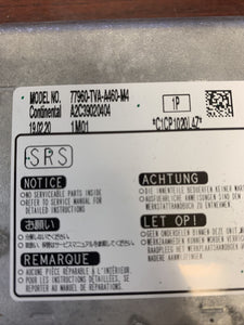 HONDA ACCORD AIRBAG CONTROL MODULE P/N 77960-TVA-A460-M4 (P)