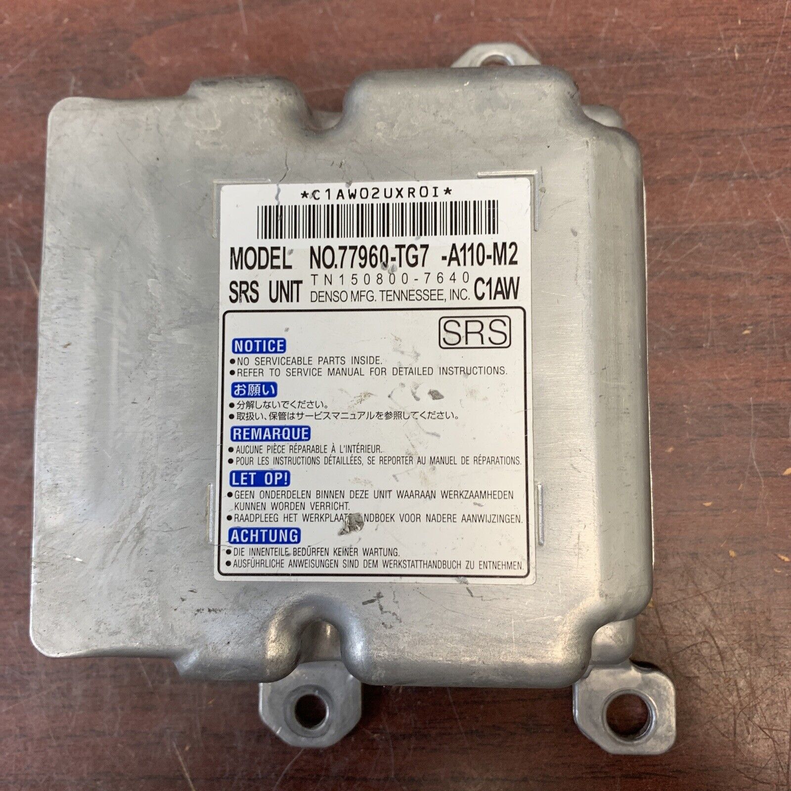 HONDA PILOT AIRBAG CONTROL MODULE PN: 77960-TG7-A110-M2 (P
