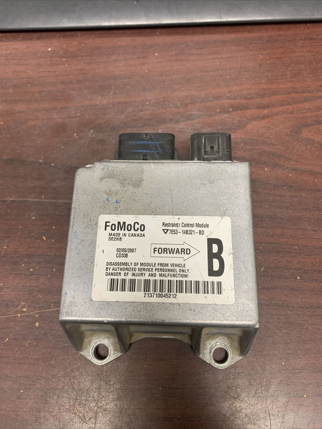FORD FUSION AIRBAG CONTROL MODULE P/N 7E5314B321BD (P)