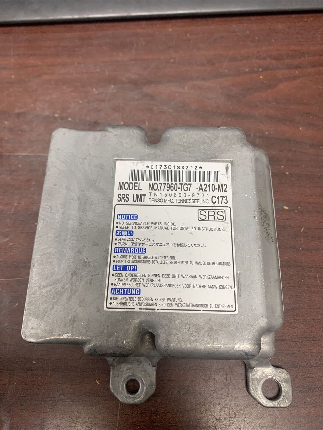 HONDA PILOT AIRBAG CONTROL MODULE PN: 77960-TG7-A210-M2 (P)
