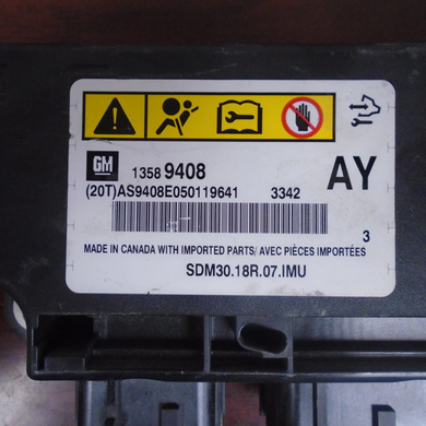 CADILLAS ATS AIRBAG CONTROL MODULE PN: 13589408 (P)